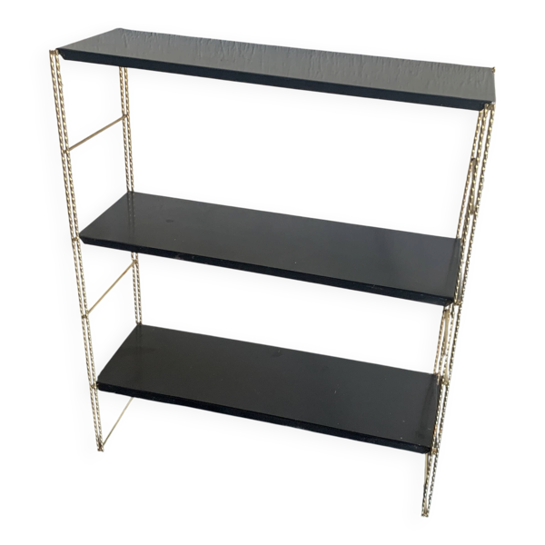 Etagère String murale noir et doré, 1960