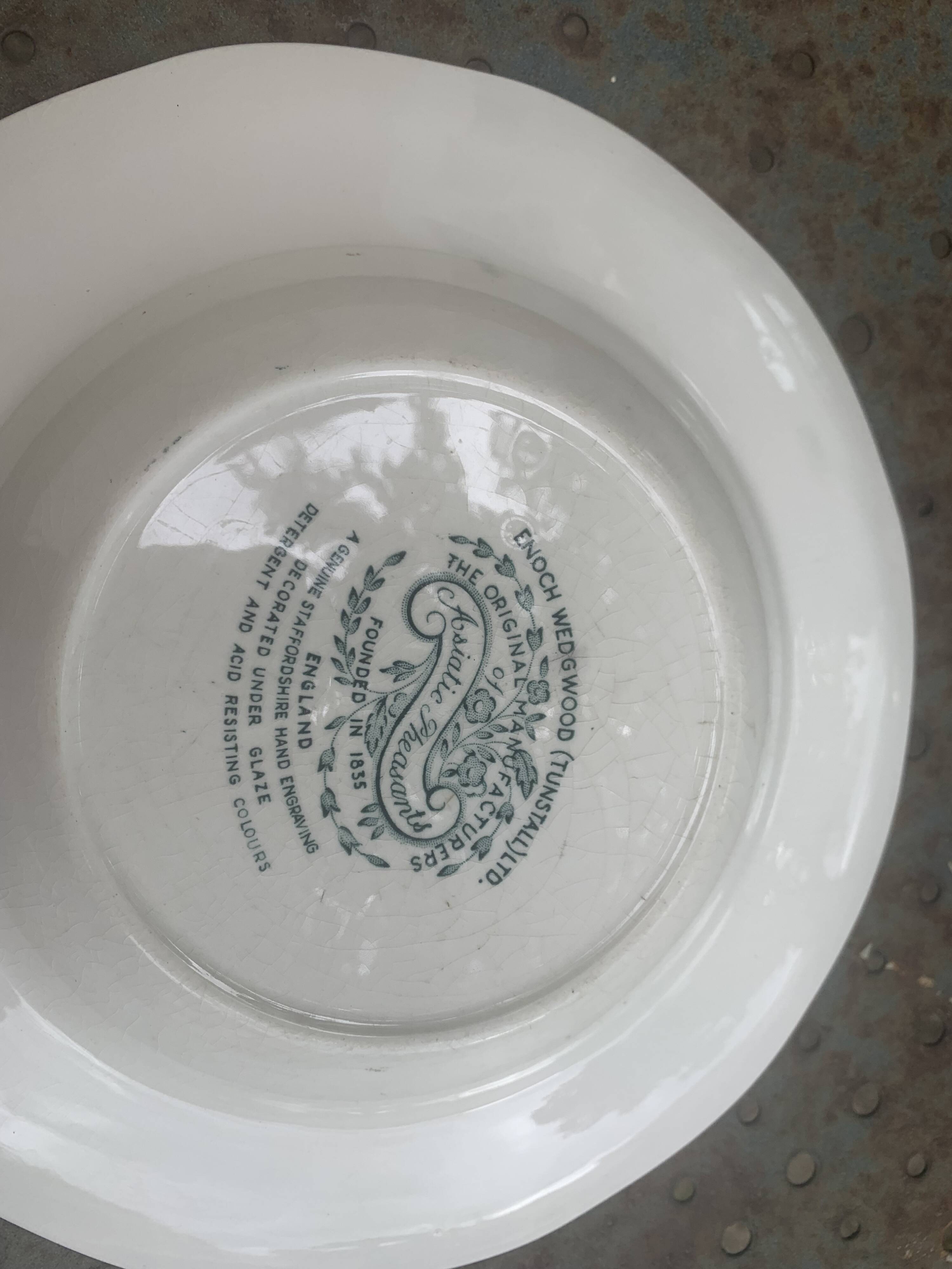 4 soup plates, Asian Pheasants, Enoch Wedgwood, vintage