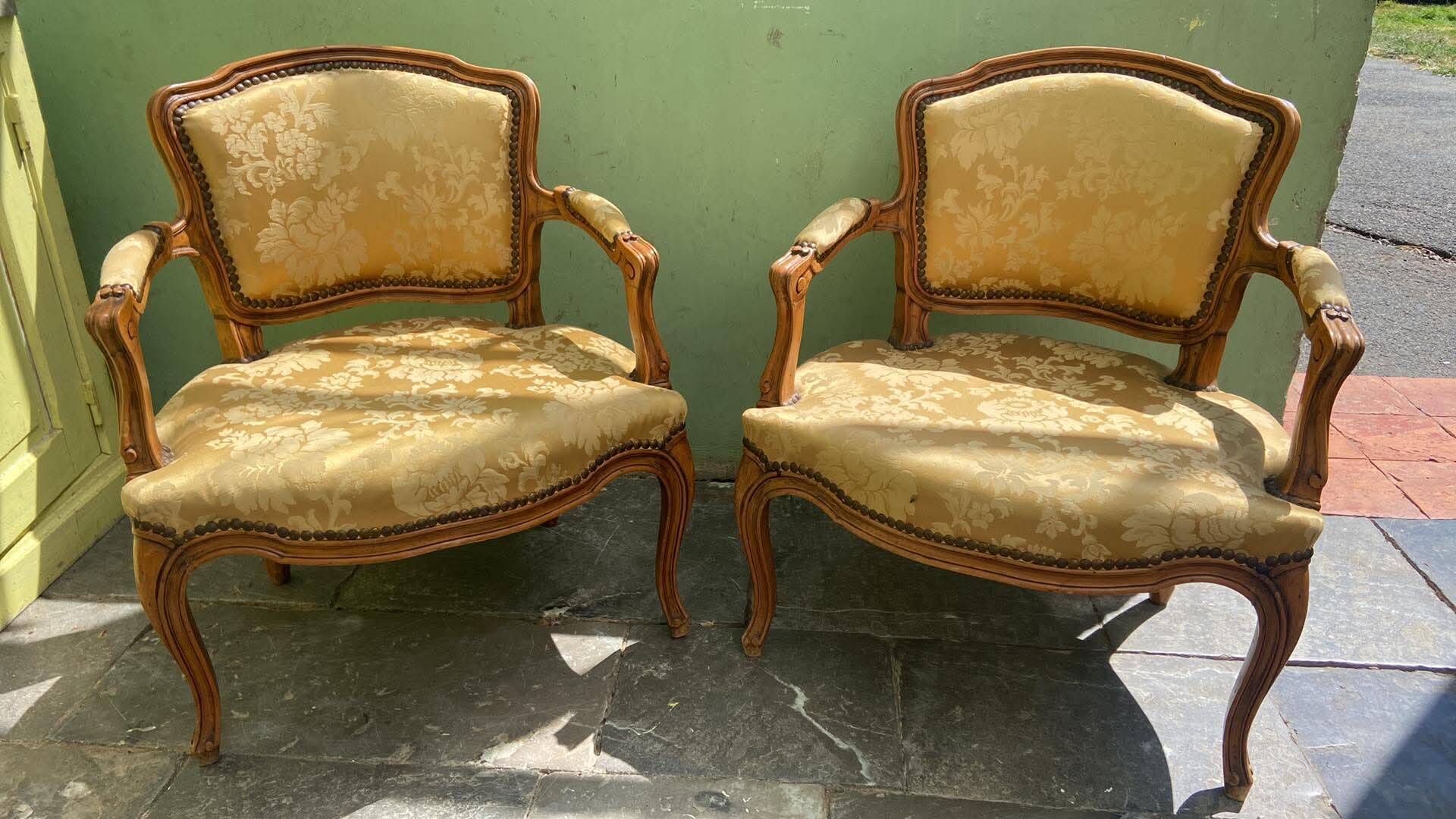 Pair of children's cabriolet armchairs in Louis XV style