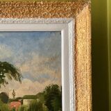 Landscape oil on wood framed