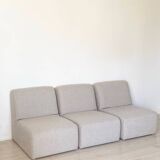 3 gray foam armchairs
