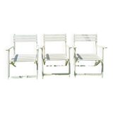 Folding slatted garden armchairs