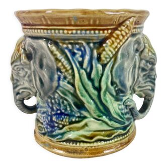 Pencil/tobacco pot in slip frie onnaing - france 19th art nouveau