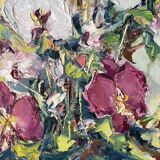 Bouquet fleurs huile sur toile