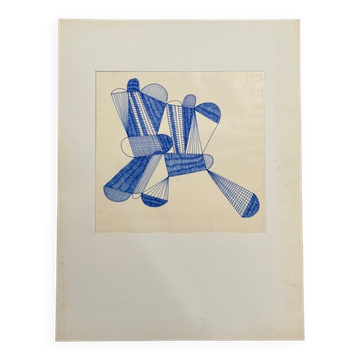 Modern composition drawing 1970 by François de Chabot