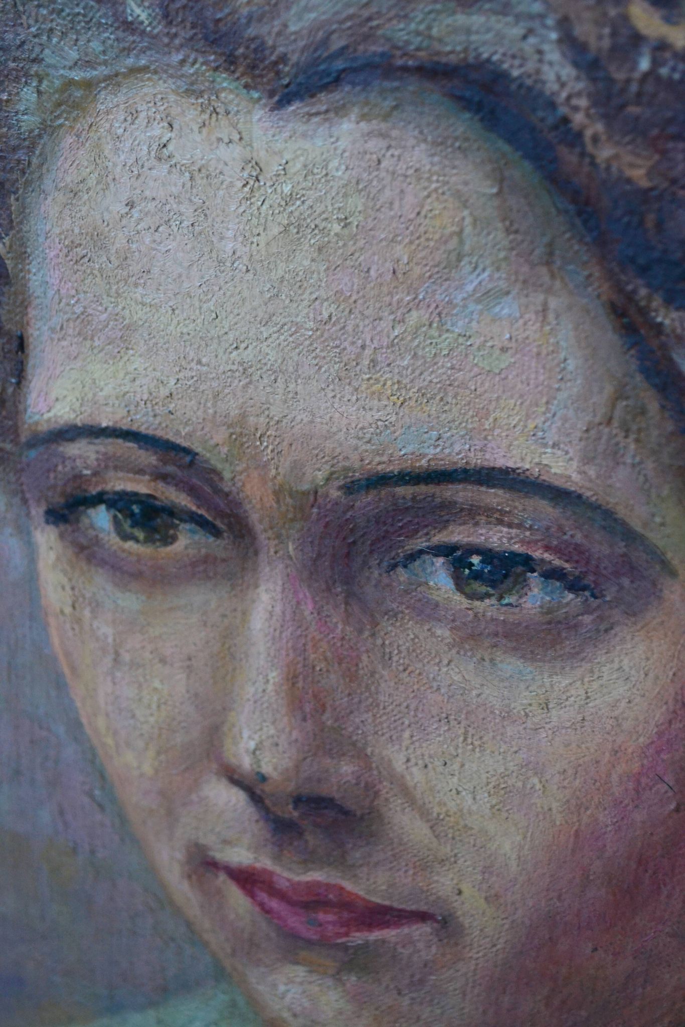 Lot of two oil portraits from the early 20th century by Laurent Delhief