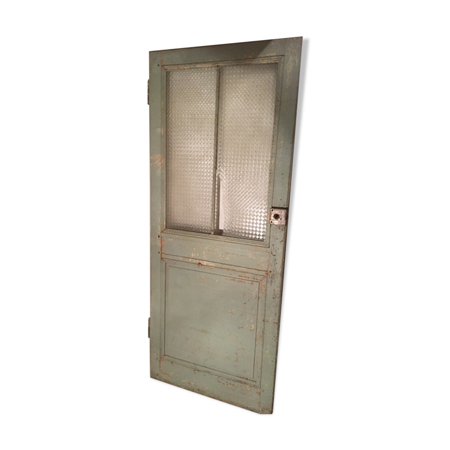 A beautiful antique glass-enclosed door - deco vintage chalet 19th patina