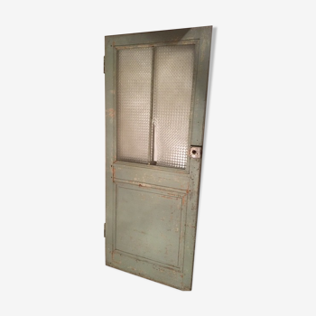 A beautiful antique glass-enclosed door - deco vintage chalet 19th patina