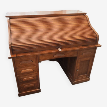 Ancien bureau américain à persienne en S chêne vers 1940