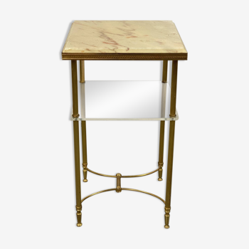 Saddle side table with marble top