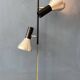 Vintage black mid-century floor lamp with two aluminum spots
