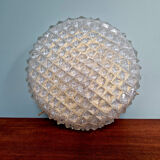 Large brass and frosted glass ceiling light, Hillebrand Lighting, 1970.