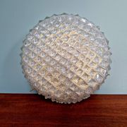Large brass and frosted glass ceiling light, Hillebrand Lighting, 1970.
