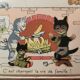 Small frame old postcard early 20th century little humanist cats st nicolas christmas