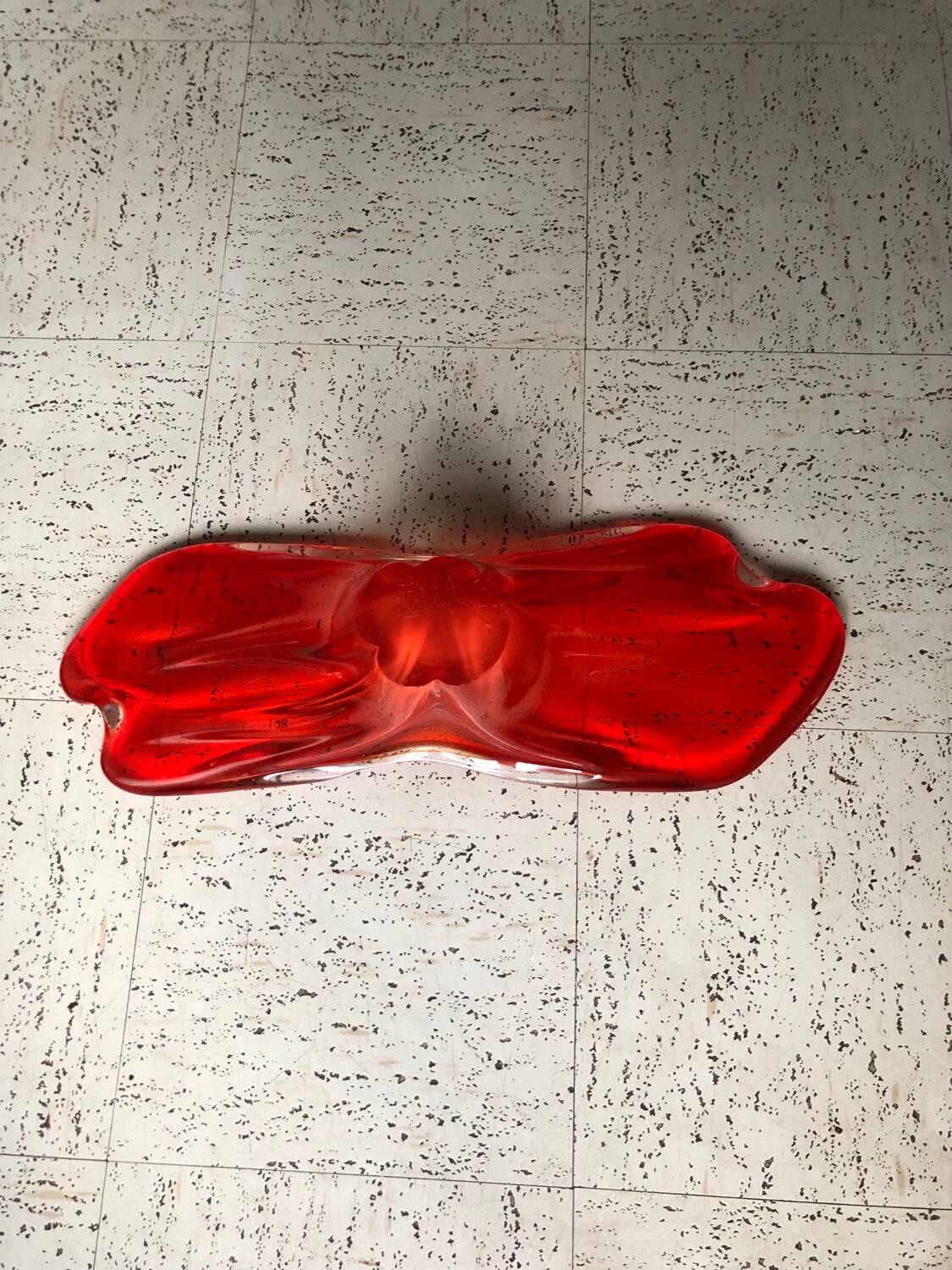 Red translucent blown glass bowl / centrepiece.