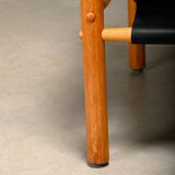 Arne Norell Sirocco Safari Lounge Chairs in Black Leather and Ash, Sweden