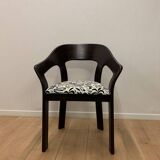 Set of 4 vintage wooden and fabric chairs, 1970