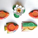 4 wooden fish coasters