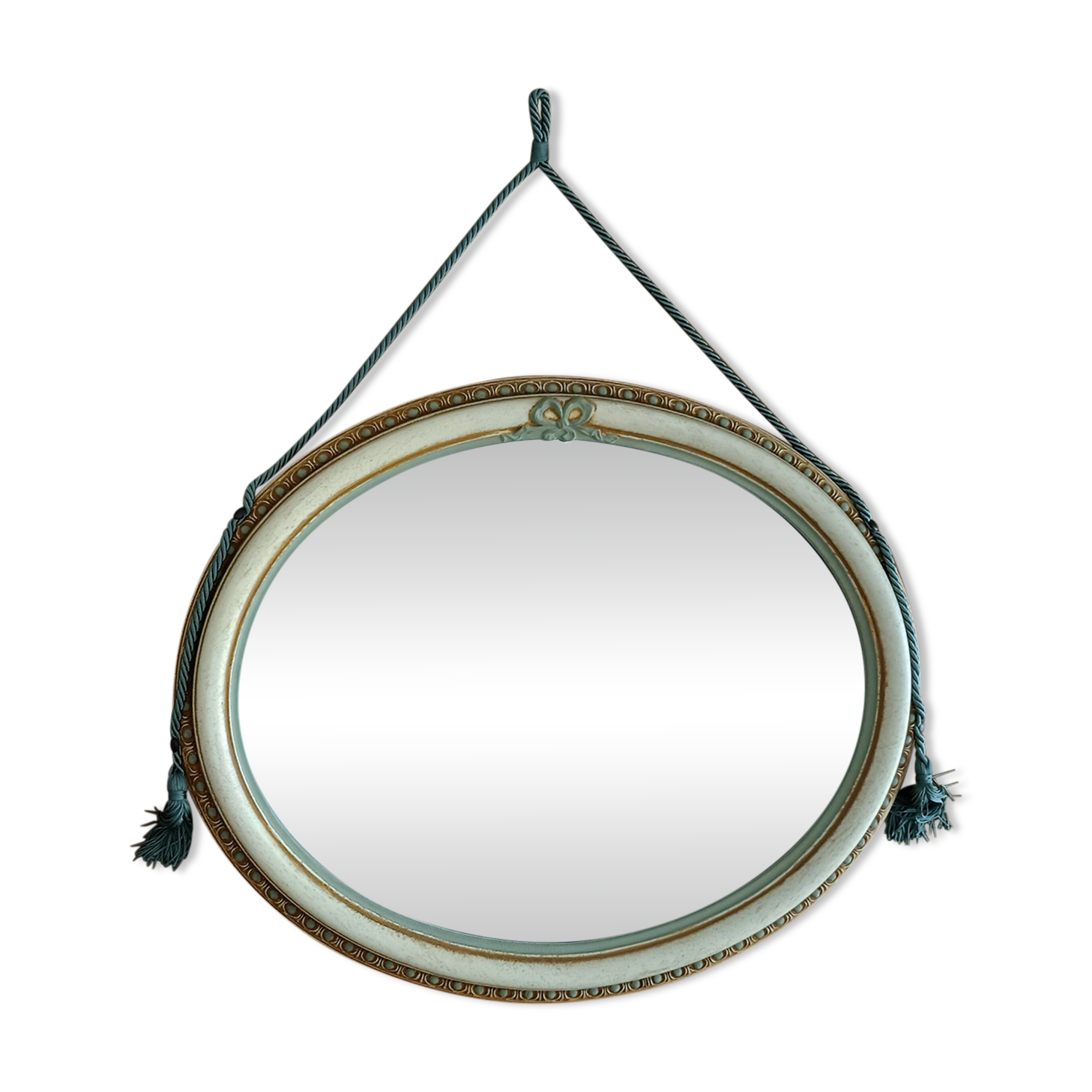 Art Deco period 1920s beveled oval mirror painted wood 58x48 cm