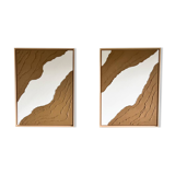 Brown and white relief diptych panels
