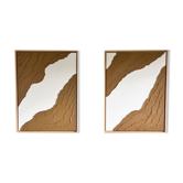 Tableaux diptyque relief marron et blanc