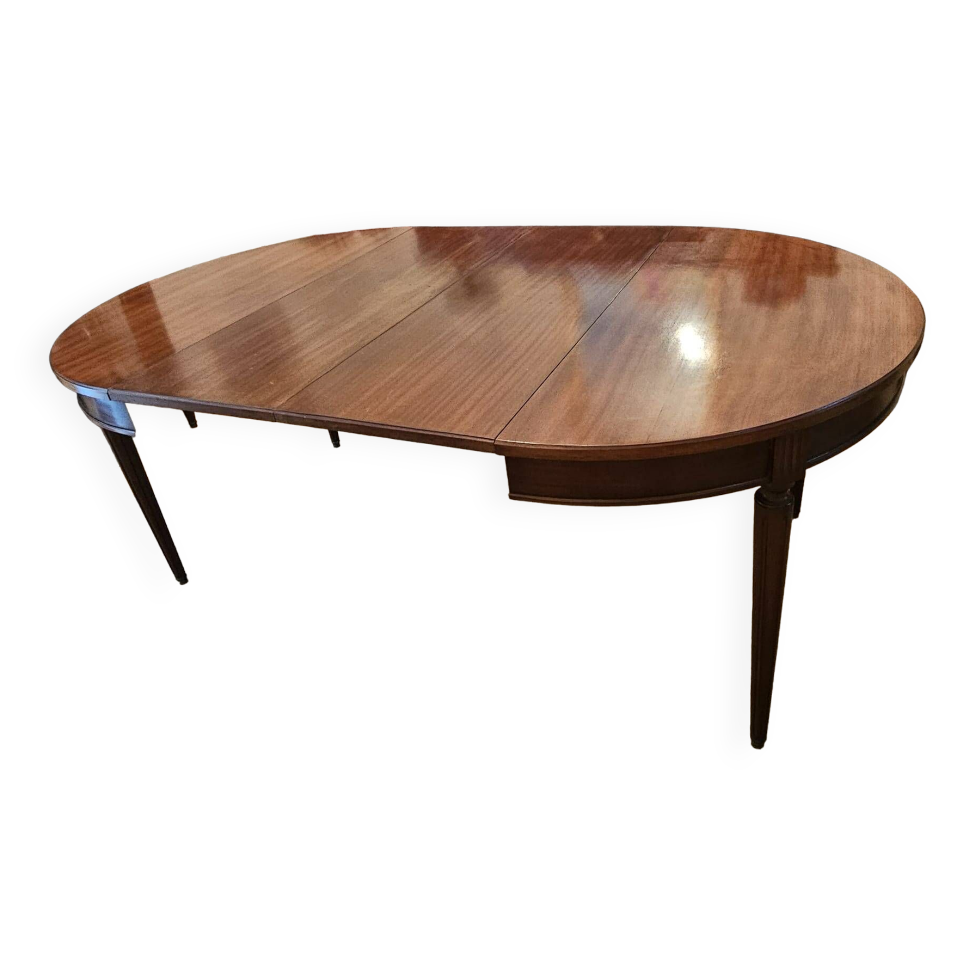 Extendable dining table, Louis XVI style in solid sapele
