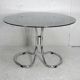 Table style Gastone Rinaldi, Italy, circa 1970. Chromed steel and smoked glass slab.