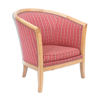 Fauteuil bergère en bois clair