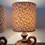 Pair of Scandinavian wooden lamps from the 60s