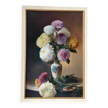 “Fleurs” tableau russe, signé Askerov Rafik A