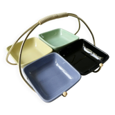 Serving trolley with its 4 bowls and its support, circa 1950