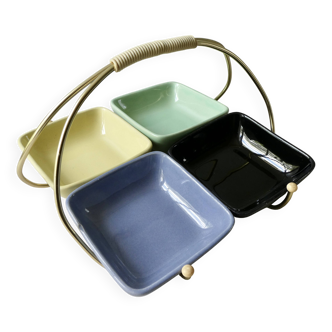 Serviteur avec ses 4 coupelles et son support, vers 1950