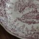 Large vintage shallow dish Lunéville KG – French earthenware, purple country decor – 30 cm