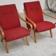 Pair of red armchairs 6953 by Jaroslav Smidek for Ton Bystrice Thonet 1960
