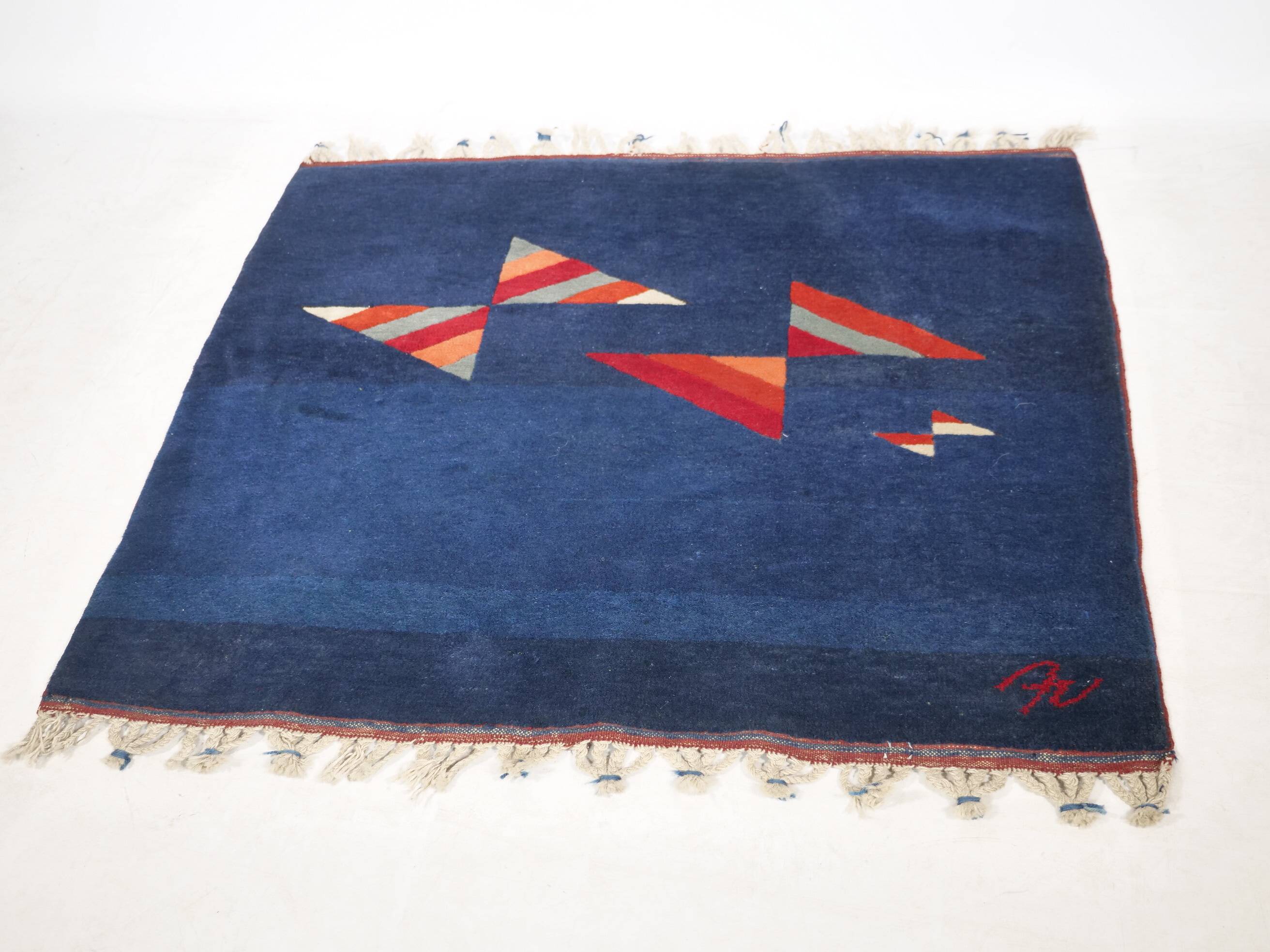 Postmodern Hand-Knotted Wool Rug from Nepal, 1980s Vintage