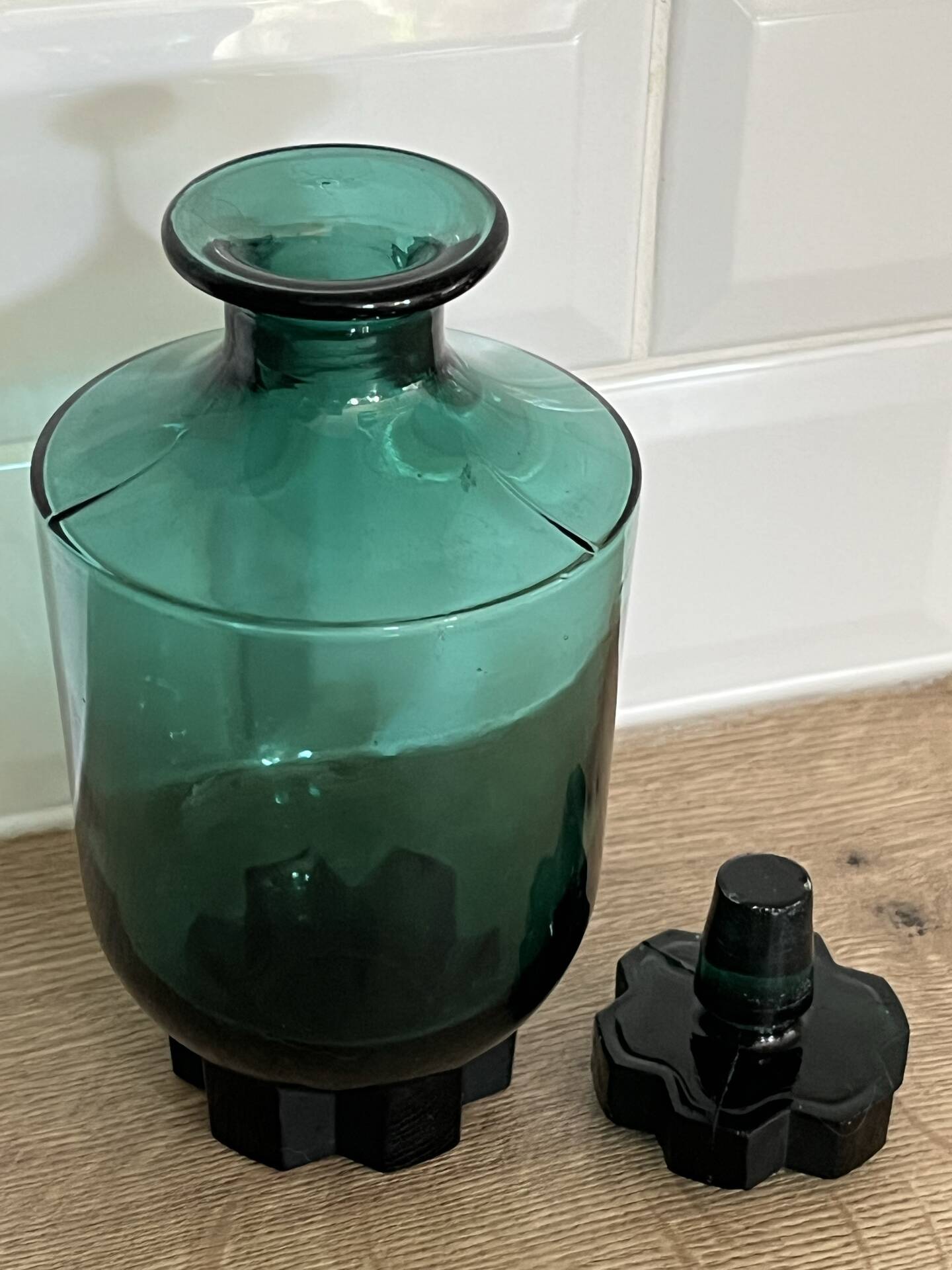Art Deco glass bottle flask