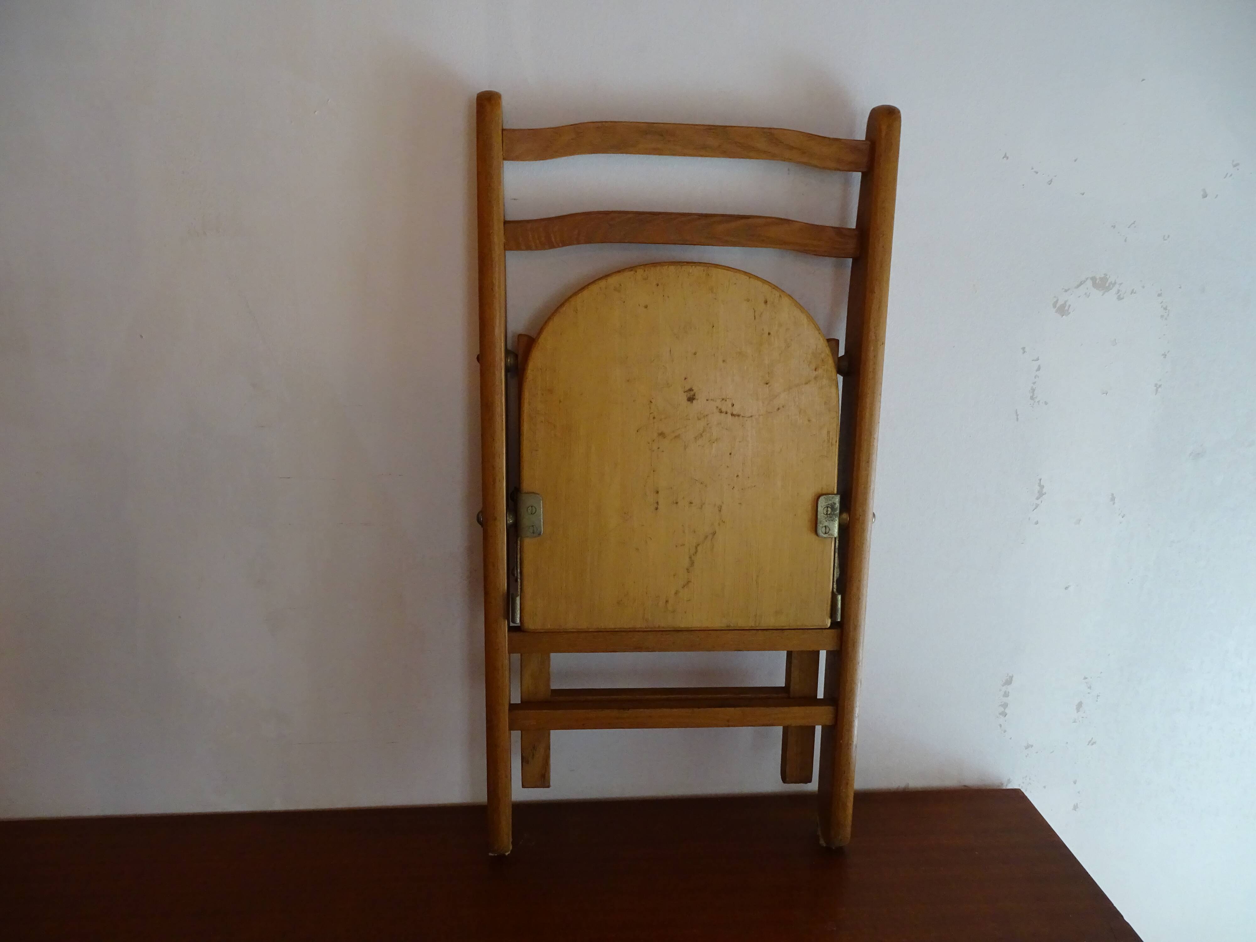 Wooden vintage children's folding chair