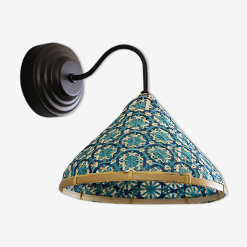 Modern bamboo turquoise wall sconce