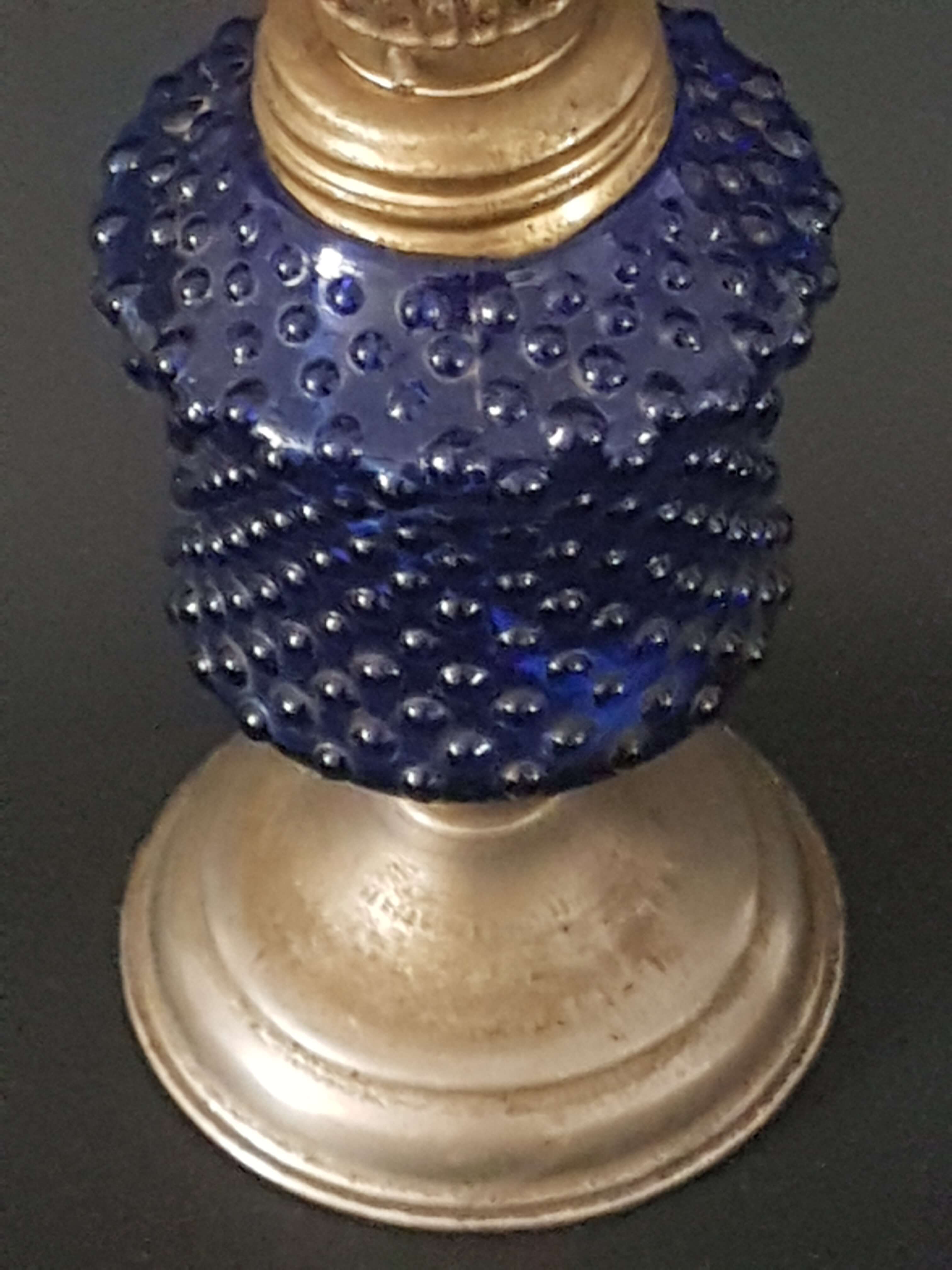 Old oil lamp blue glass
