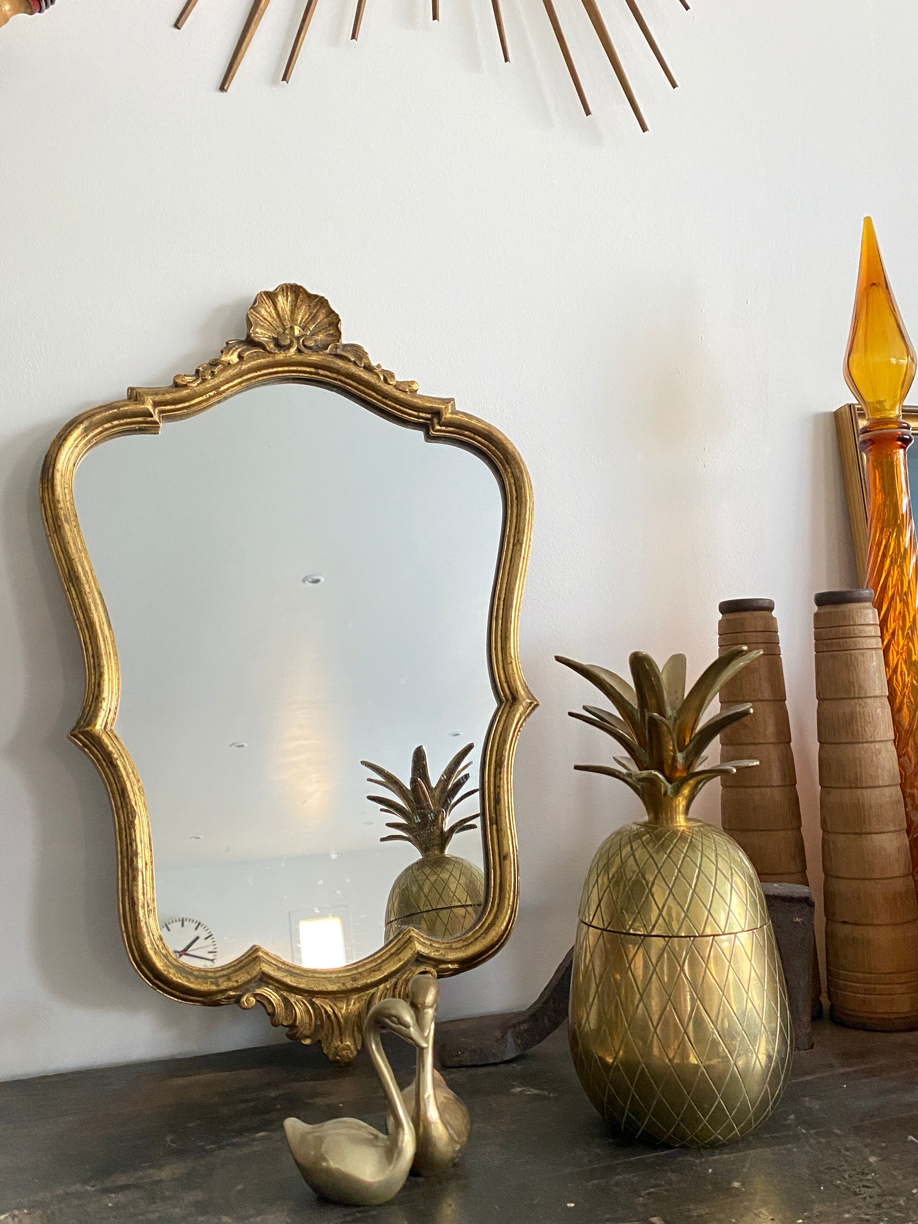 Old rocaille gilded mirror