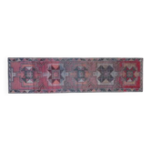 Tapis de couloir vintage turc fait main en laine et coton violet, années 1970