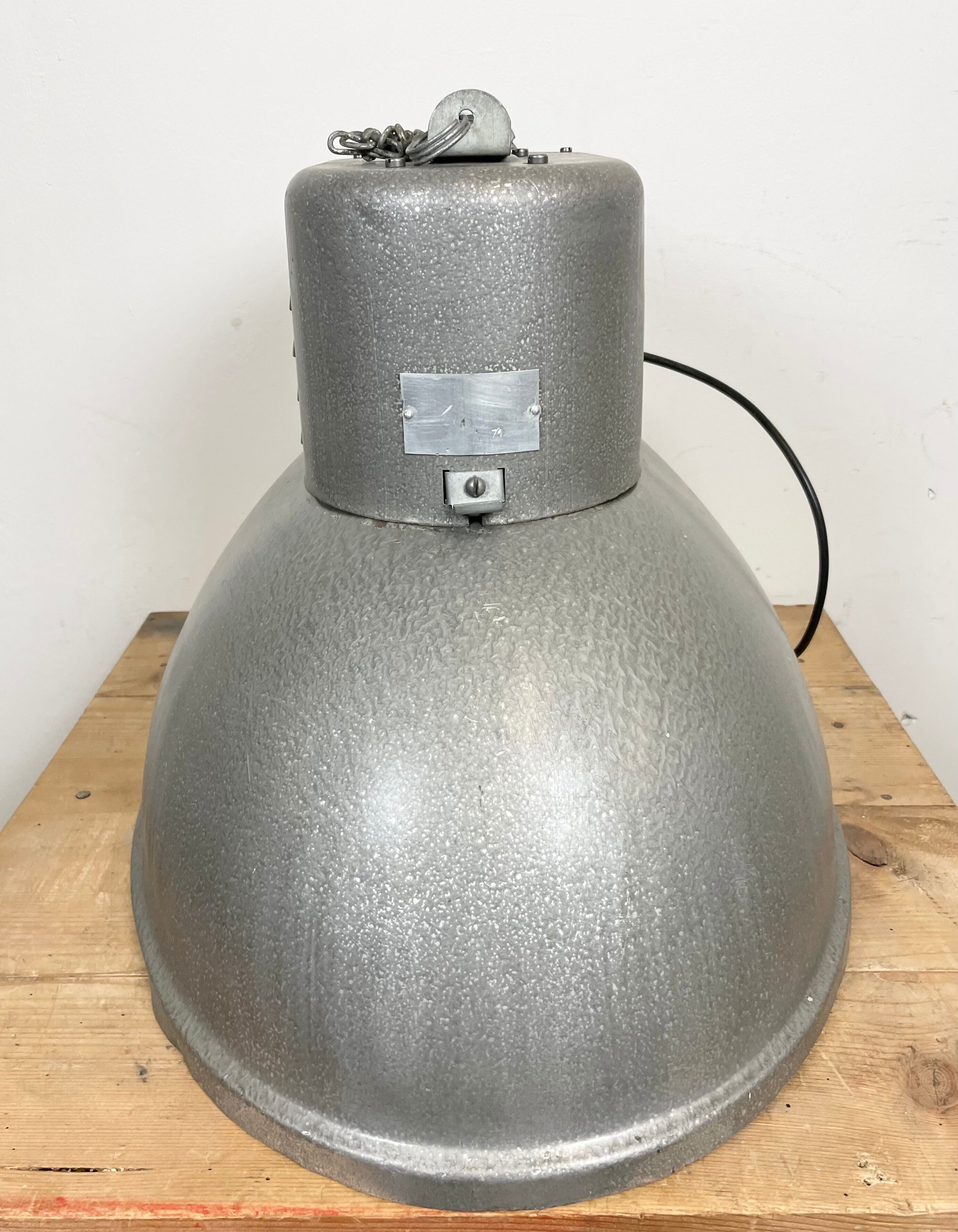 Oval industrial polish factory pendant lamp from mesko, 1970s