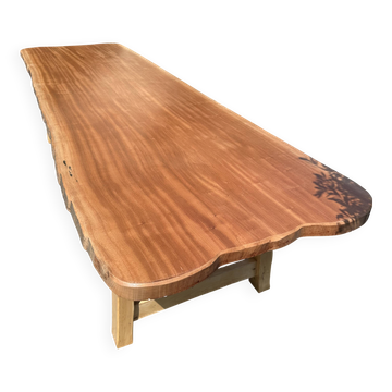 Exceptional table in solid Sipo 3 metres Unique creation by a master cabinetmaker