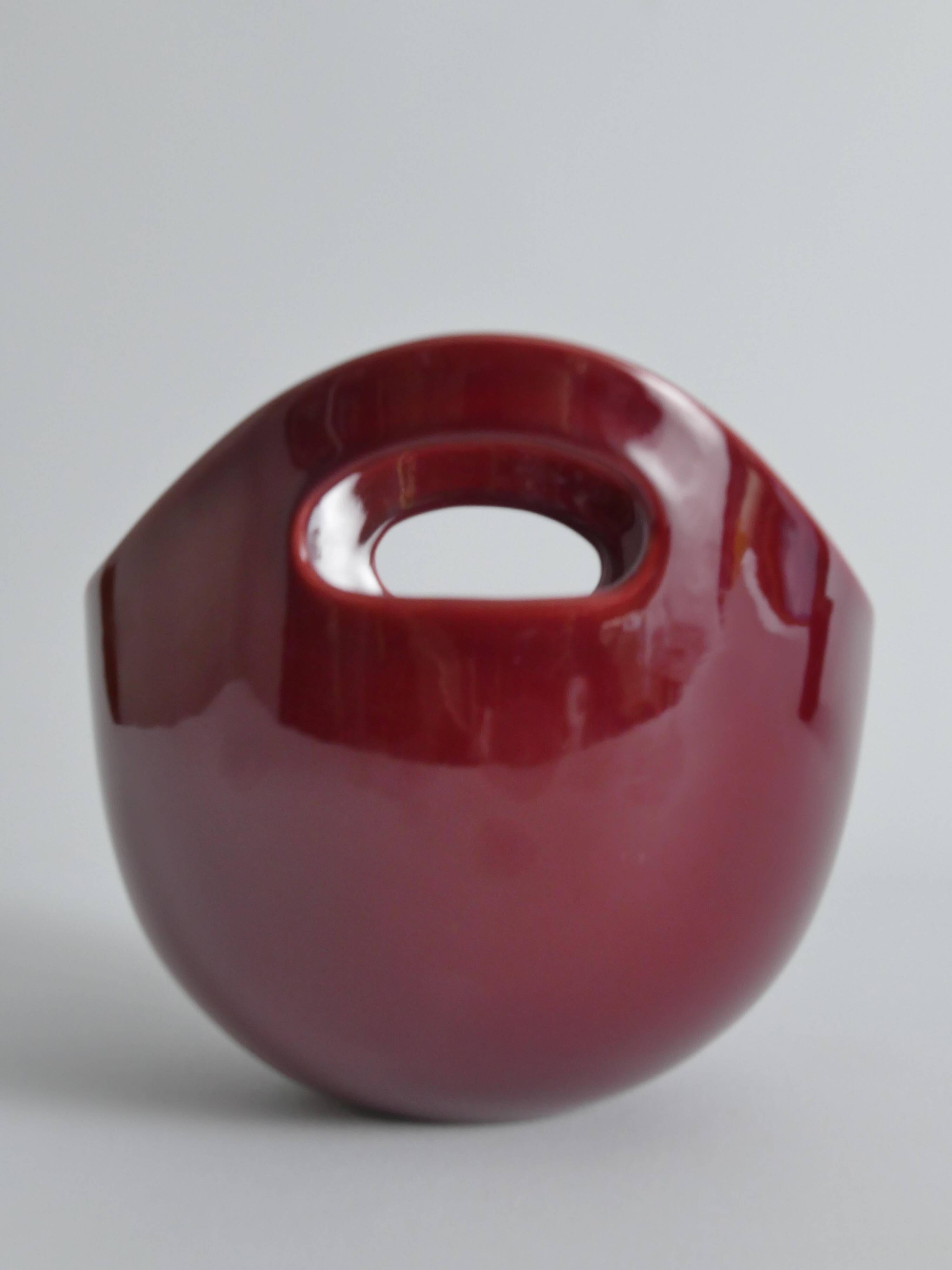 Scandinavian Modern Merlot Red Stoneware Bowl by SYCO, Sweden, 1950s