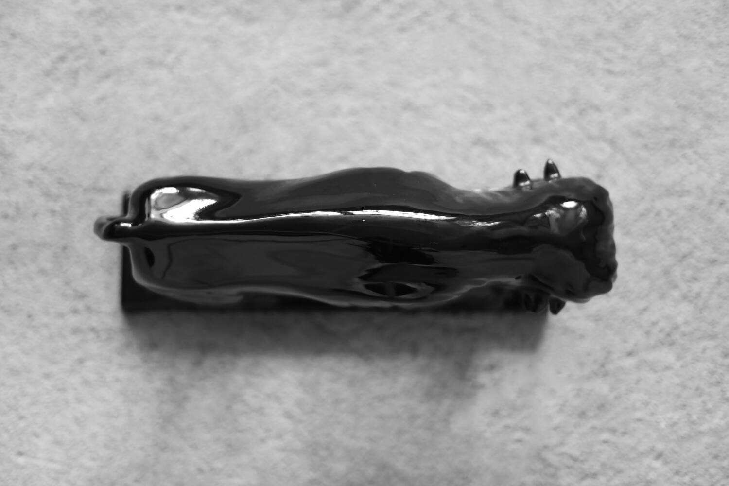 Large porcelain bison figurine, Vintage Mid-Century Nordic Modern Black