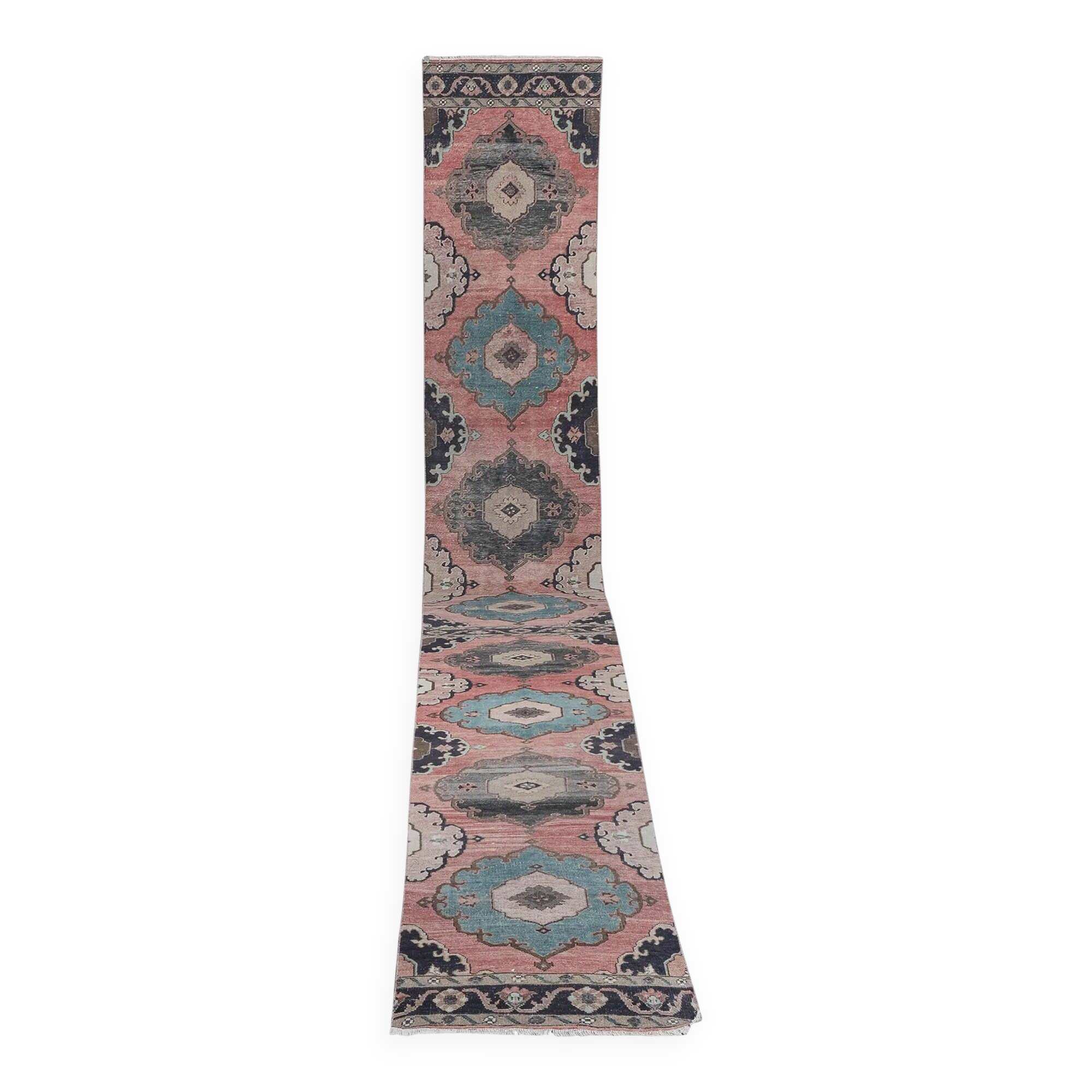 Vintage Turkish hallway rug 86x780 cm