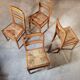 Set of 4 straw and wood chairs