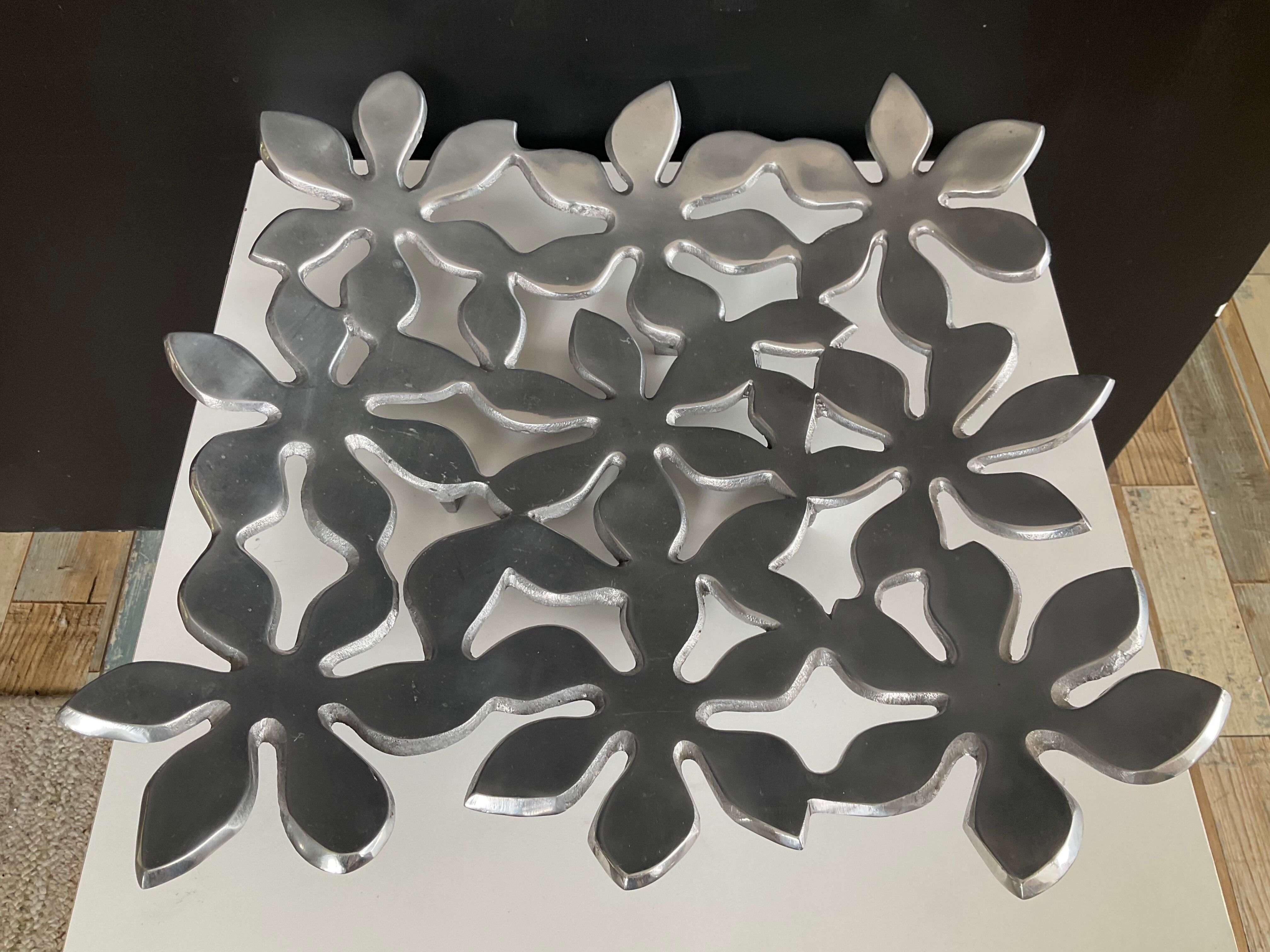 Vintage perforated aluminium cast iron centrepiece