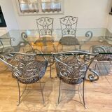 Table en fer forgé , 4 chaises et 2 fauteuils, Italie