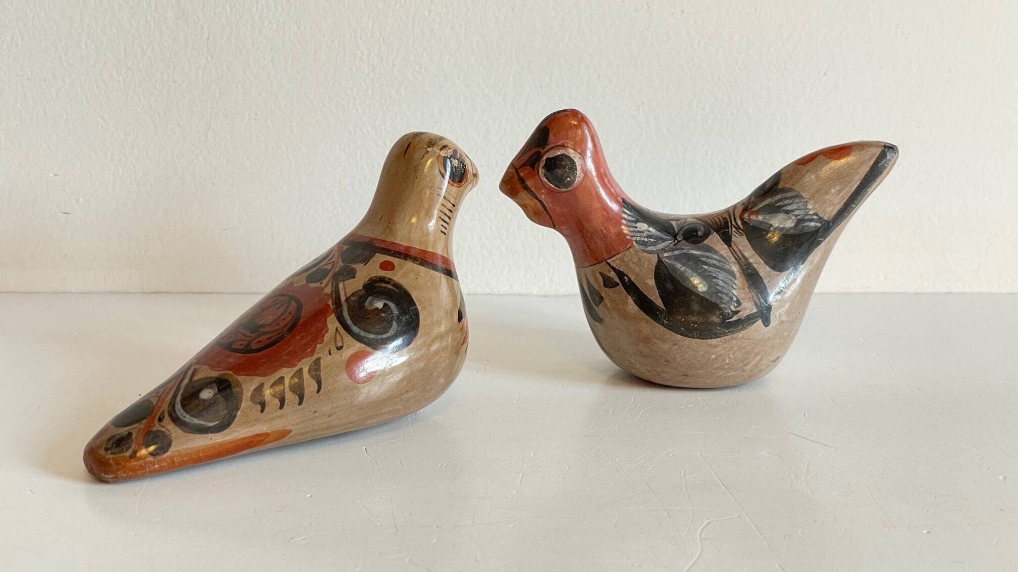 Couple OISEAUX Céramique MEXIQUE Vintage